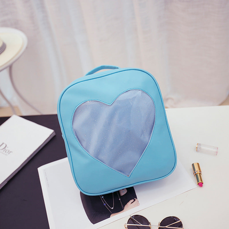 Korean cute students children's soft sister Macarons retro color transparent backpack Backpack Bag love Harajuku
